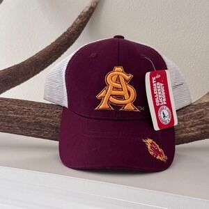 Arizona State Sun Devils Snapback Trucker Hat Maroon White ASU Sparky Logo NWT